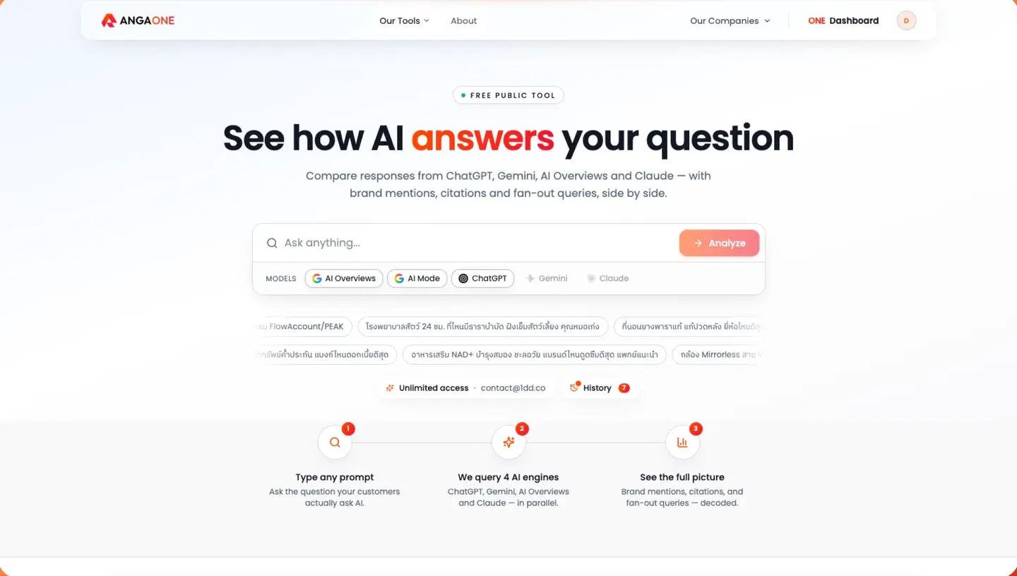 ANGA ONE — See how AI answers your question
