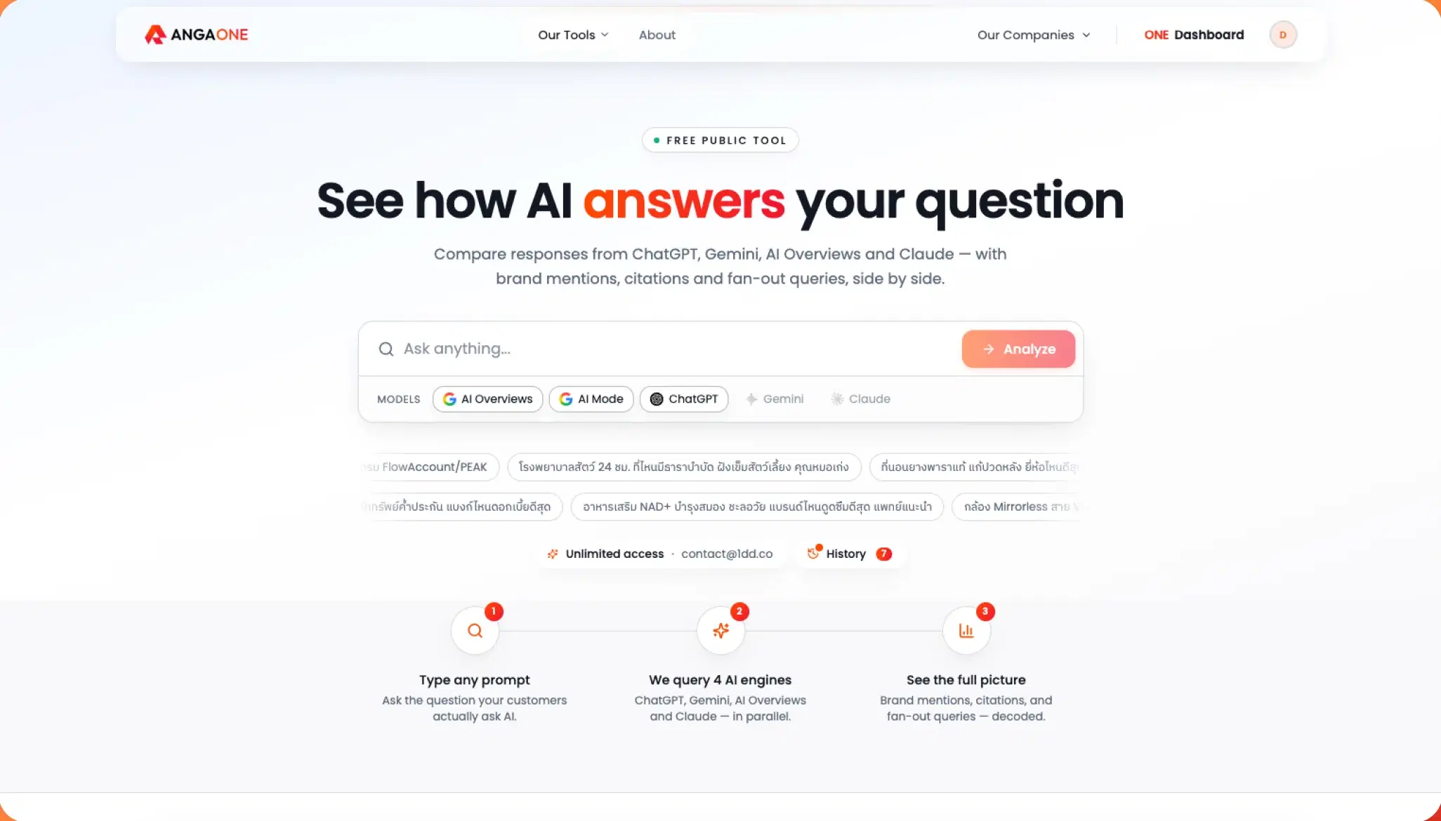 ANGA ONE — See how AI answers your question